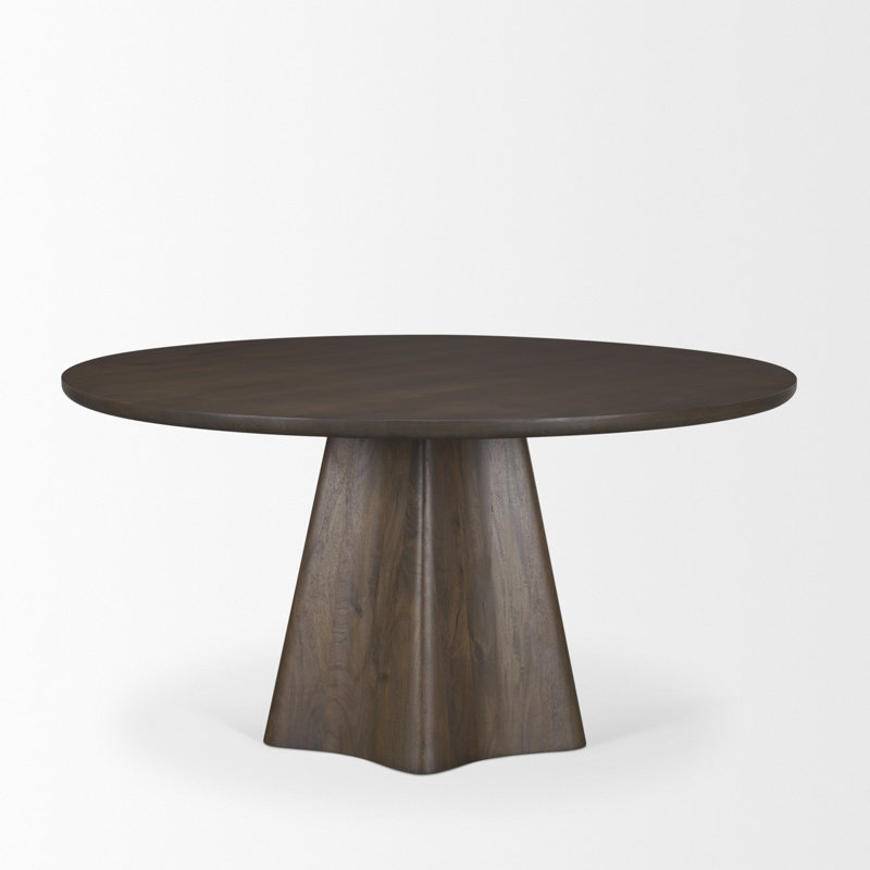 Jovani 48" Solid Light Brown Mango Wood Round Dining Table, 30"H x 60"L x 60"W, Dark Brown