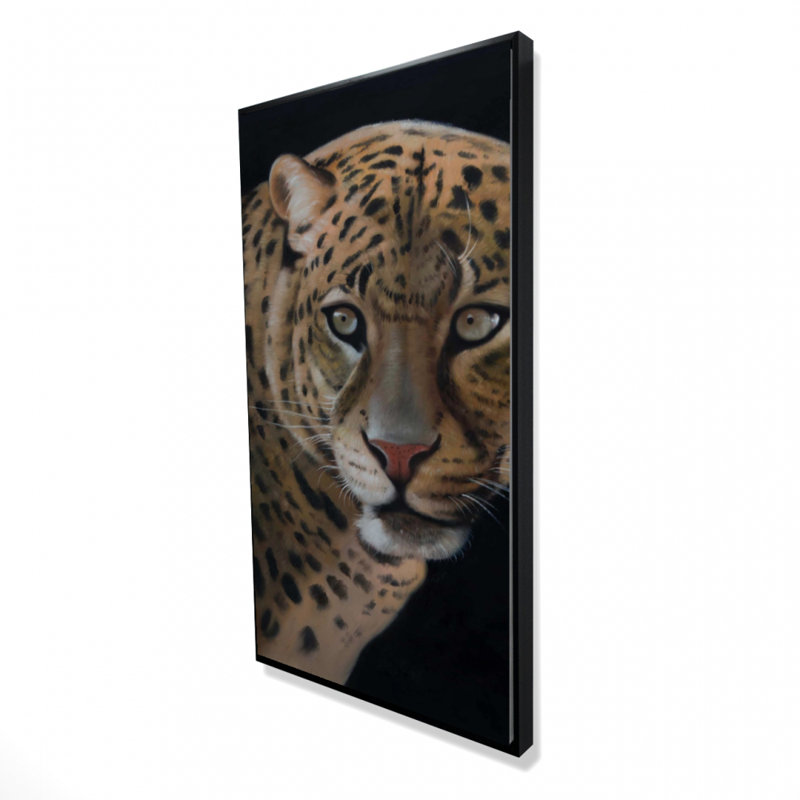 Realistic fierce leopard - 24"x48" Framed canvas