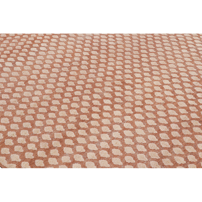 Rug & Kilim’S Modern Block Print Rug In Pink With Cream Floral Pattern