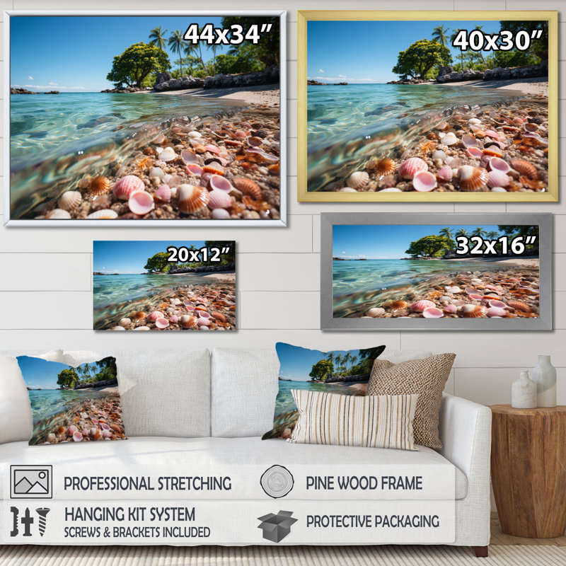 Caraibe Beach Gems - Imprimé, Encadrement doré, H 12 po x l 20 po x P 1 po