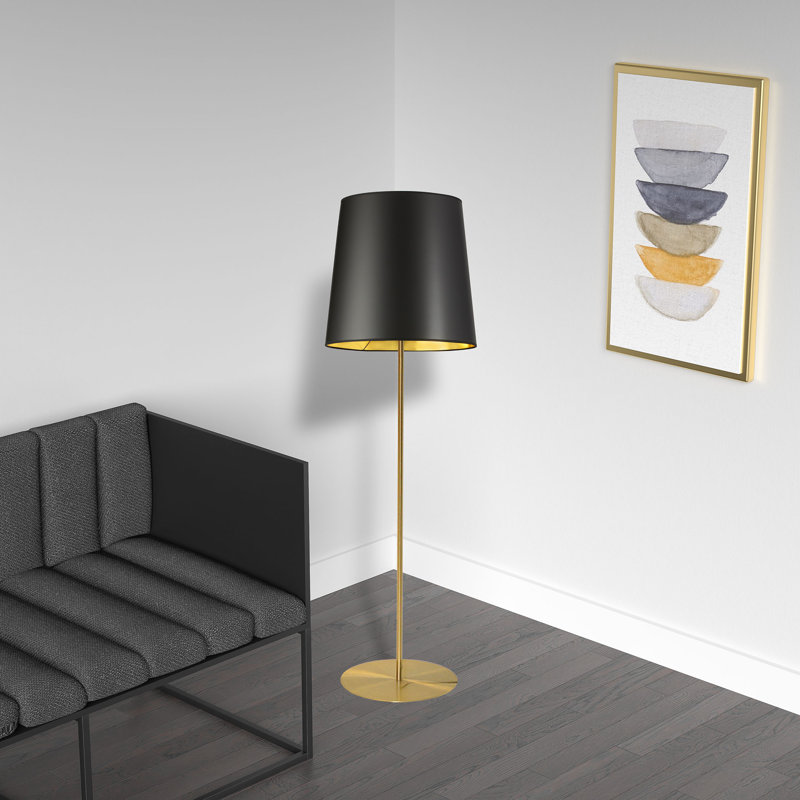 Maine 1 Light Floor Lamp, Gold, White
