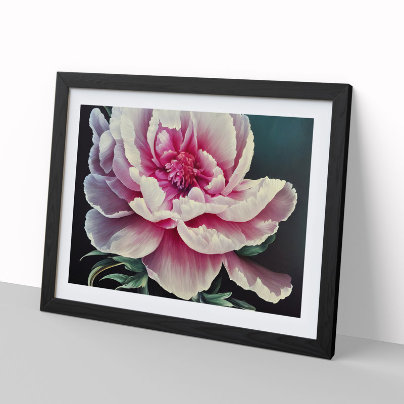 Dazzling Peony Flower - Framed Print, 34cm H x 46cm W x 2cm D, Black Framed