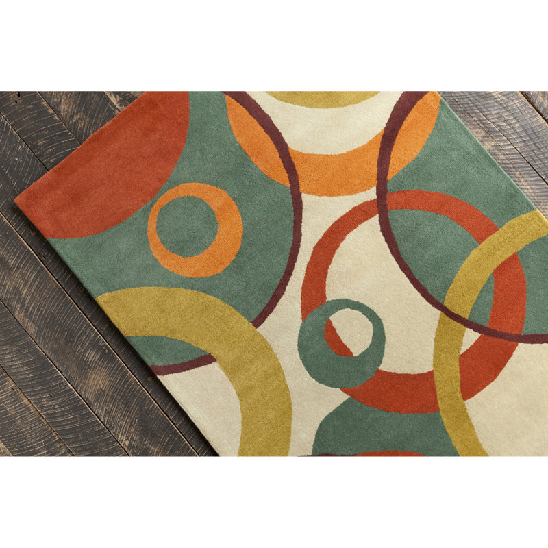 Oritz Authentic Hand-Tufted Handmade Multi-Color Mid-Century Geometric Wool Area Rug, Rectangle 8' x 10'
