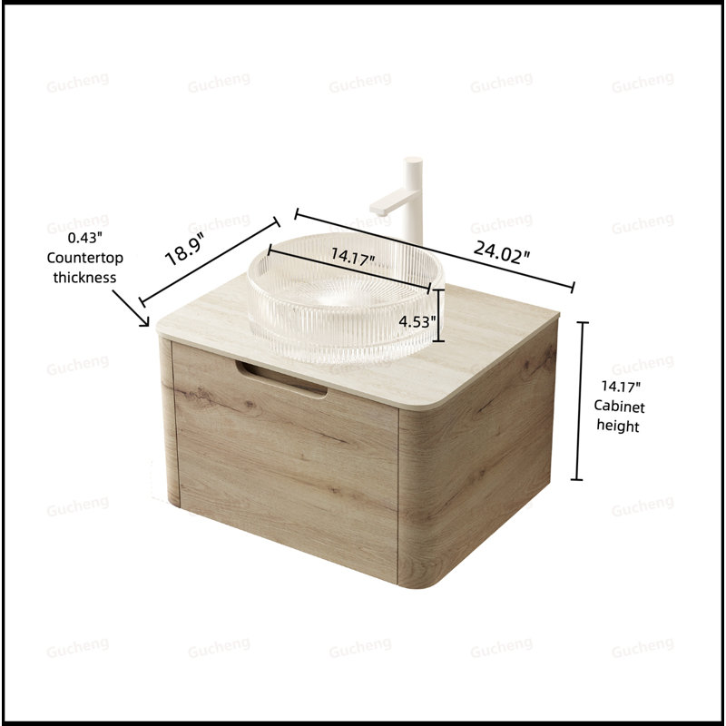 Meuble-lavabo 24 po avec lavabo rond en verre, 24"