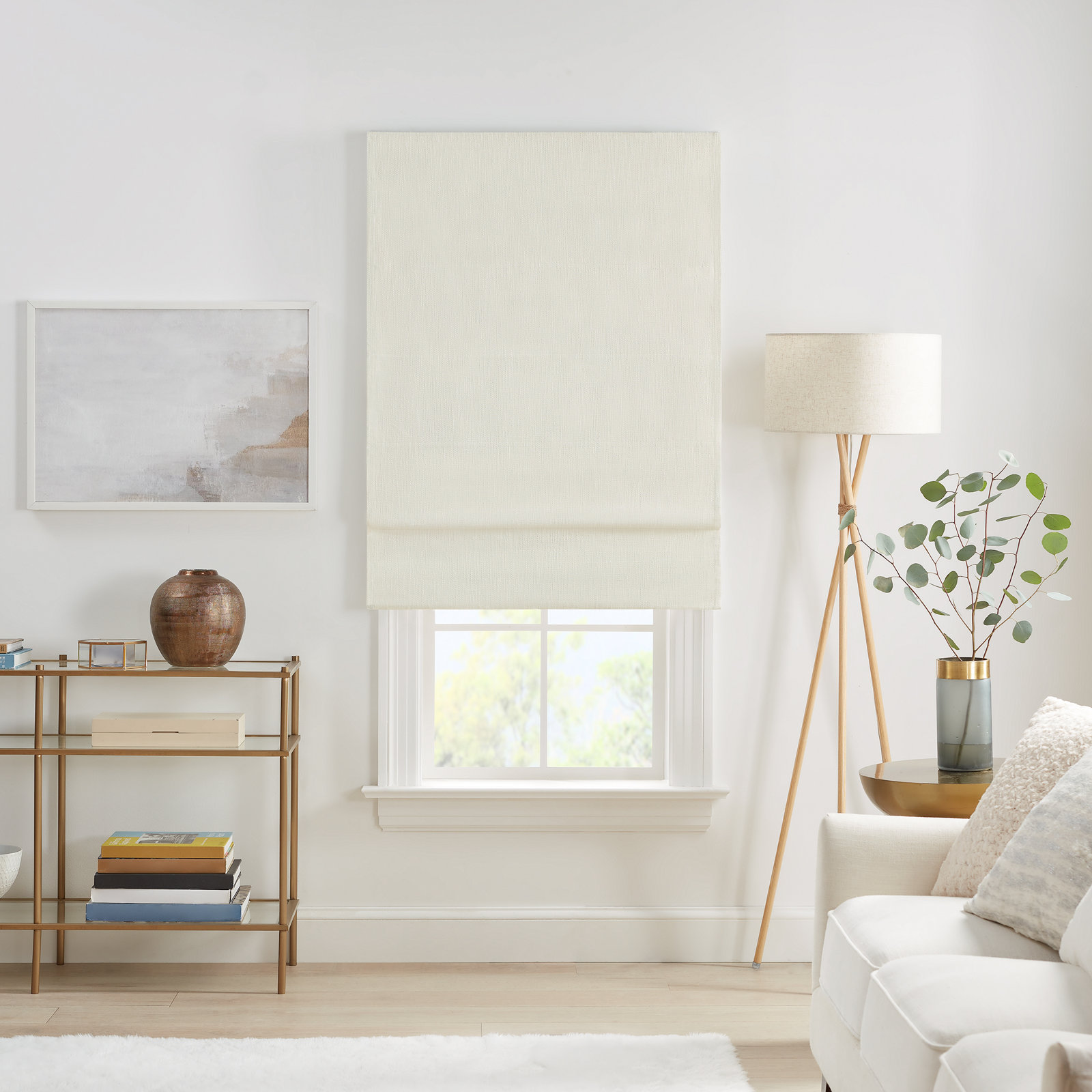 Eclipse Drew Blackout Roman Shade, 31"W x 64"L, Ivory