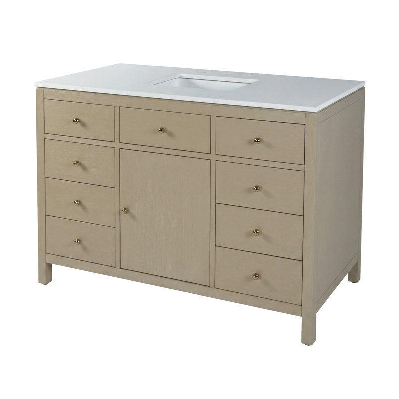 Nora 48 in. W Quartz Single Sink Bathroom Vanity Set, Antique Taupe