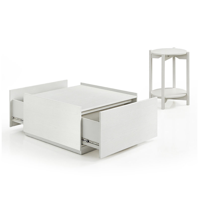 Erim 2-Piece Wood Coffee Table Set, White