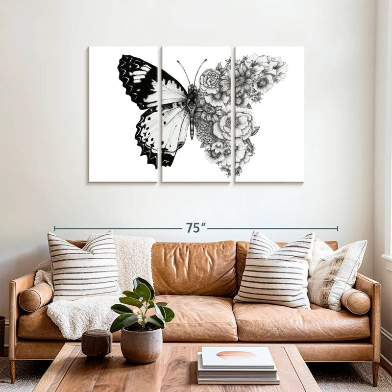 Papillon en fleurs I, H 36 po x l 57 po