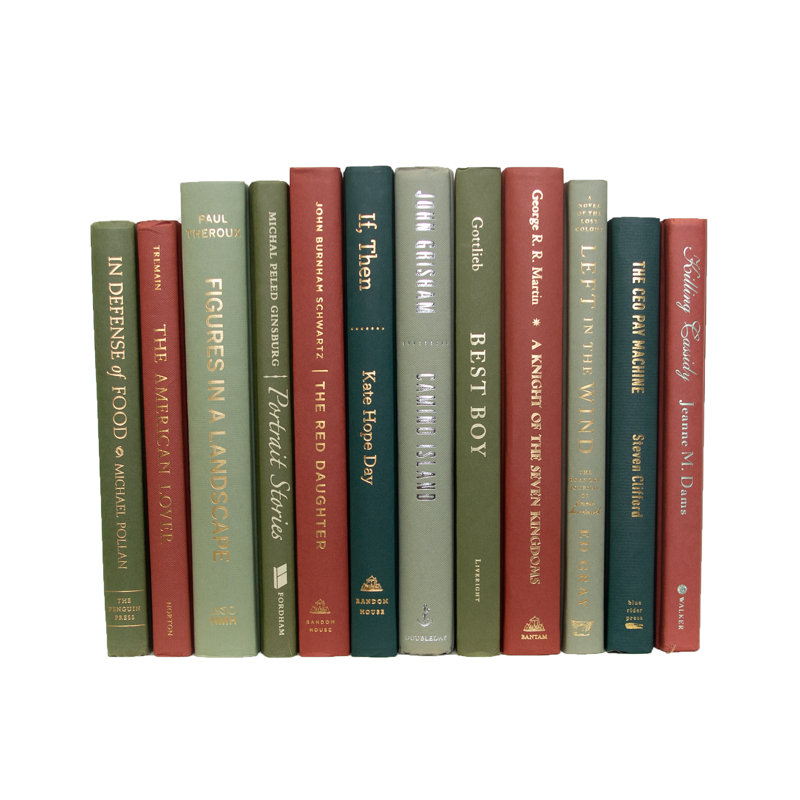 Decorative Books - Autumn Pine Book Bundle - 1 Foot of Green and Red Books