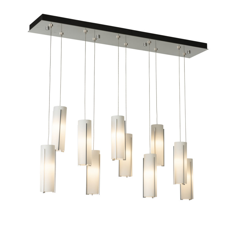 Exos 10 - Light Cylinder Pendant, Sterling, Long: 13" to 130", Opal Glass
