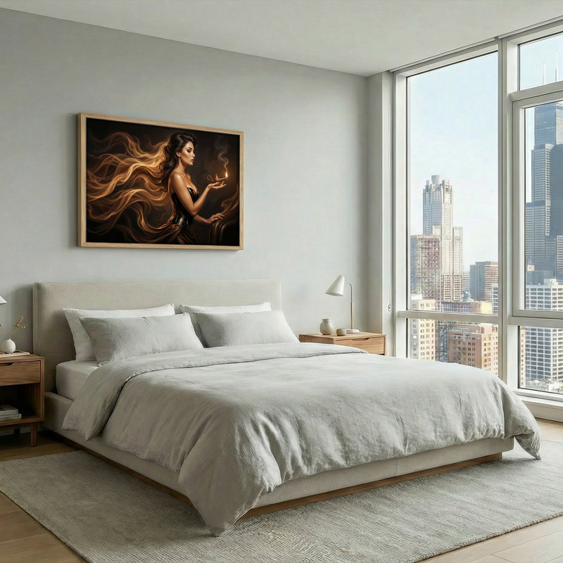 Ensemble de 1 toile murale Flamme Mystique, 32"H x 48"W, Naturel