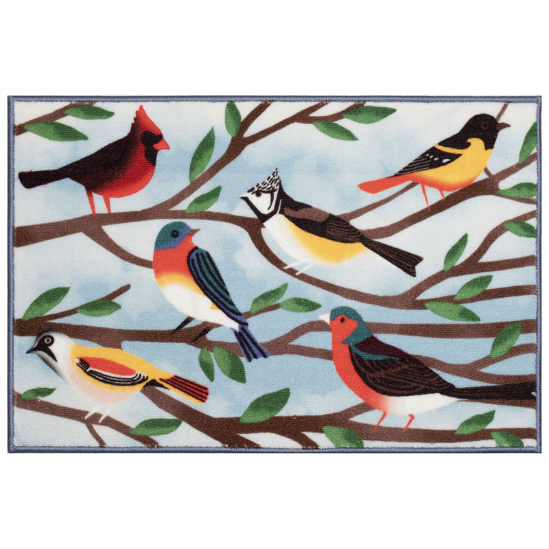Balham Birds And Branches Indoor Mat, Rectangle 2' x 2'10"