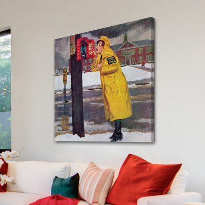 Crossing Guard Fixing Her Makeup by Richard Sargent - Wrapped Canvas Print