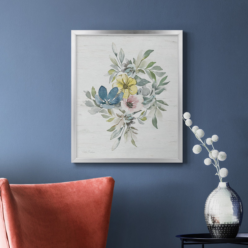 «Spring Meadow Arrangement II», toile encadrée de qualité supérieure - prête à être accrochée, H 24 po x l 20 po, Argent
