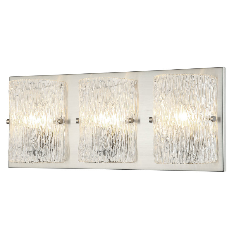 Éclairage pour salle de bain 3 lumières à intensité variable, Nickel brossé, H 9,8 po x l 23 po x P 3,8 po, 3