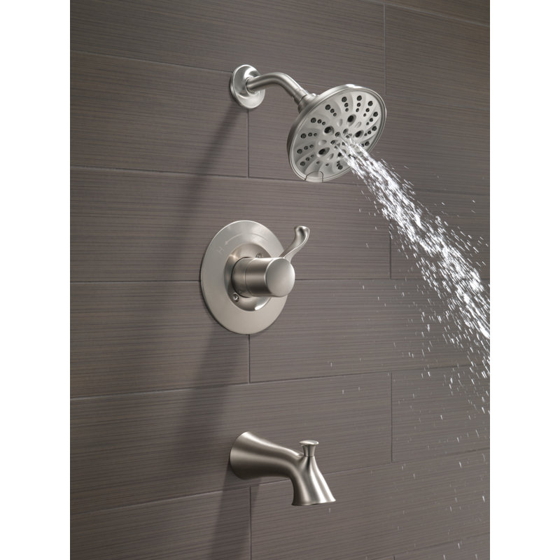 Robinet de baignoire et douche Esato avec valve brute et technologie H2Okinetic, ACIER INOXYDABLE SPOTSHIELD