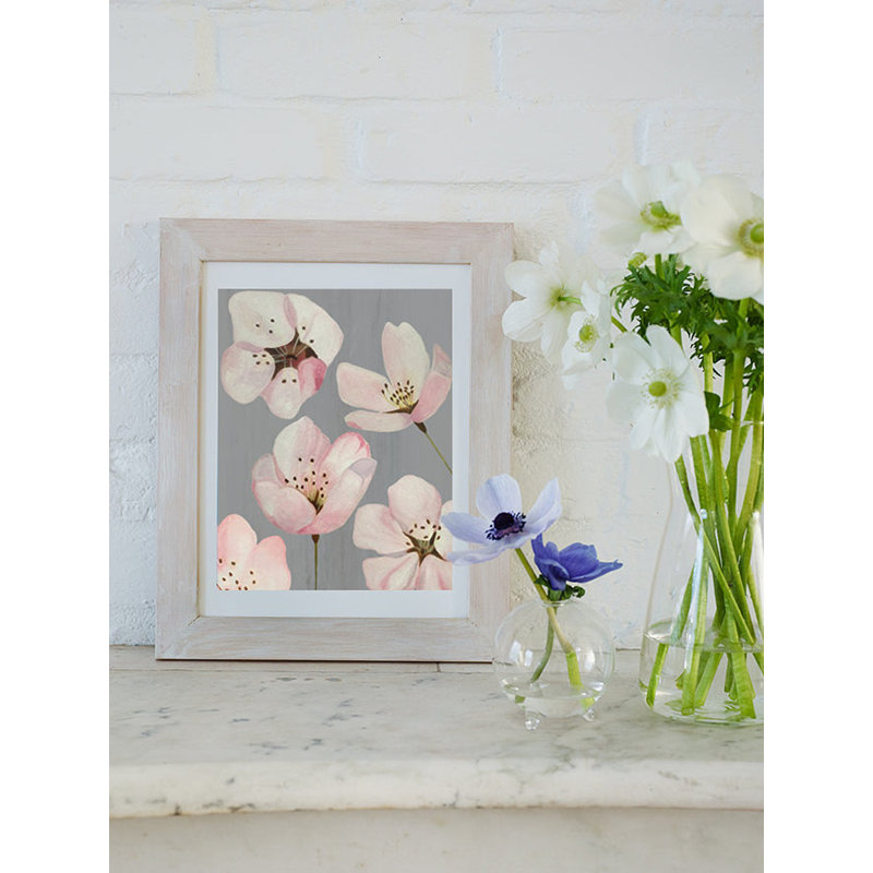 Cherry Blossoms On Gray Print, 19" H x 13" W 