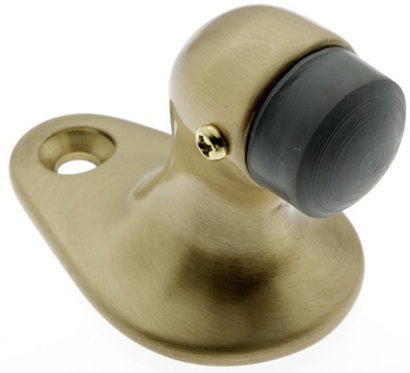 Gooseneck Solid Brass Floor Mount Stop, Satin Brass