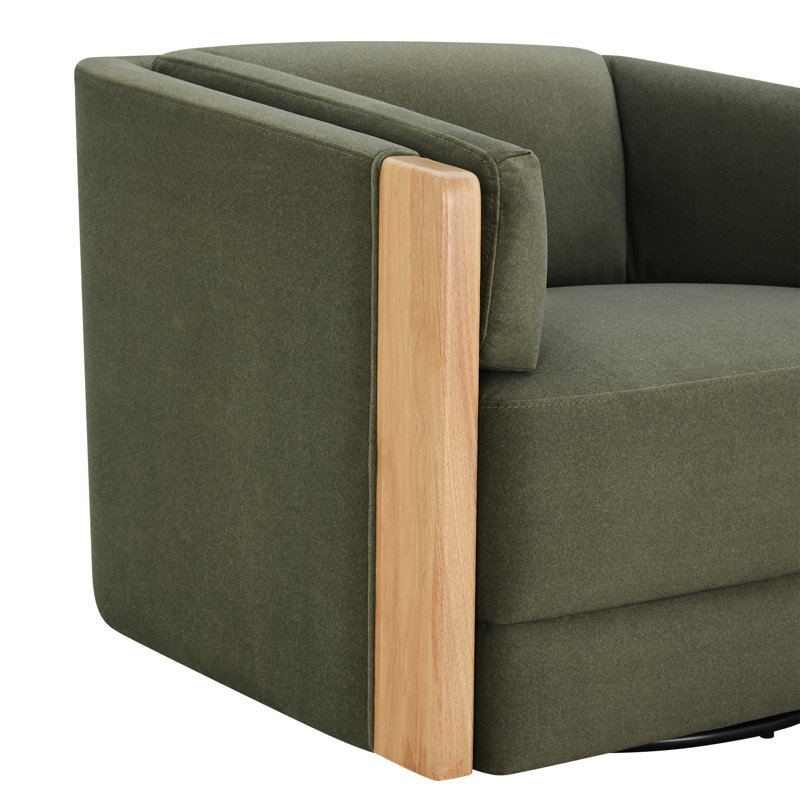 Fauteuil rembourré pivotant, Velours performance forêt Vesper