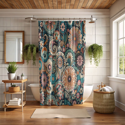 Rideau de douche 1 pièce Flower Power Boho