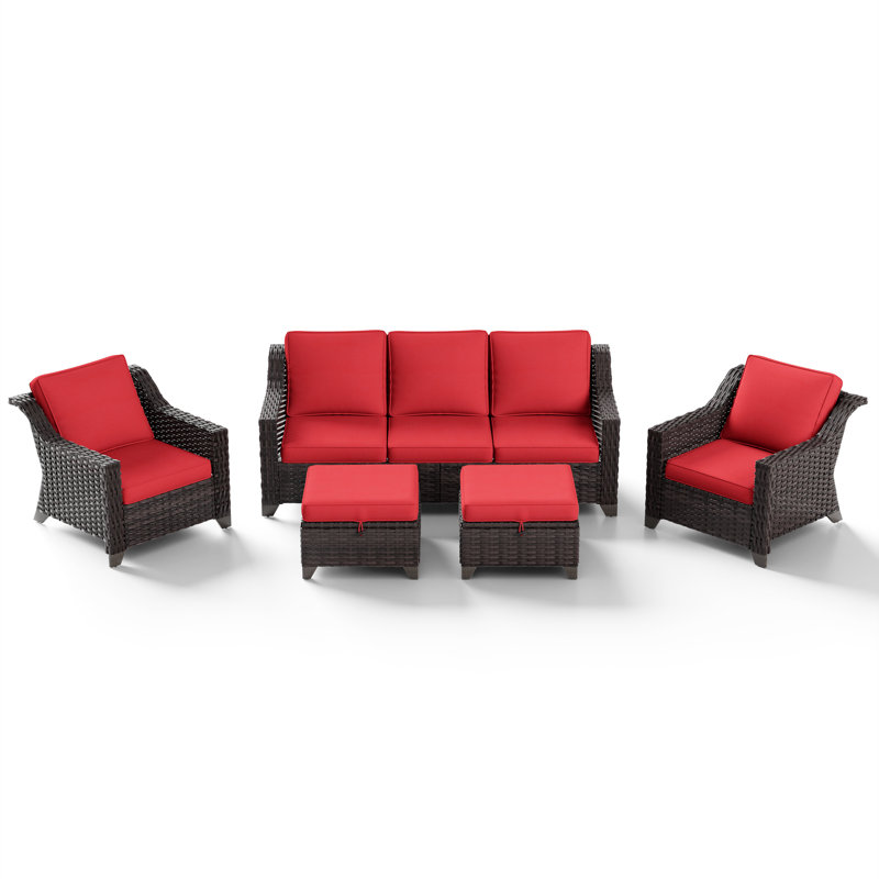 Ensemble de conversation avec coussins Neida, Rouge