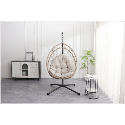 Outdoor Egg-Shaped Hanging Chair With Stand, Patio Wicker Swing Egg-Shaped Chair, Indoor Rocking Chair, Outdoor Hammock Egg-Shaped Chair