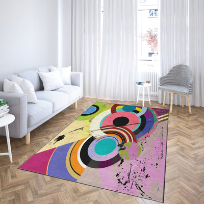 Luxurious Woven Carpet, 4.6 x 7.2 Feet | 100% Polyester, Non-Slip Felt Dot Underside, 0.4 in Pile Height | Machine Washable, Durable Raschel Knitting, Digital Printing | Perfect for Living Room & Bedroom Décor