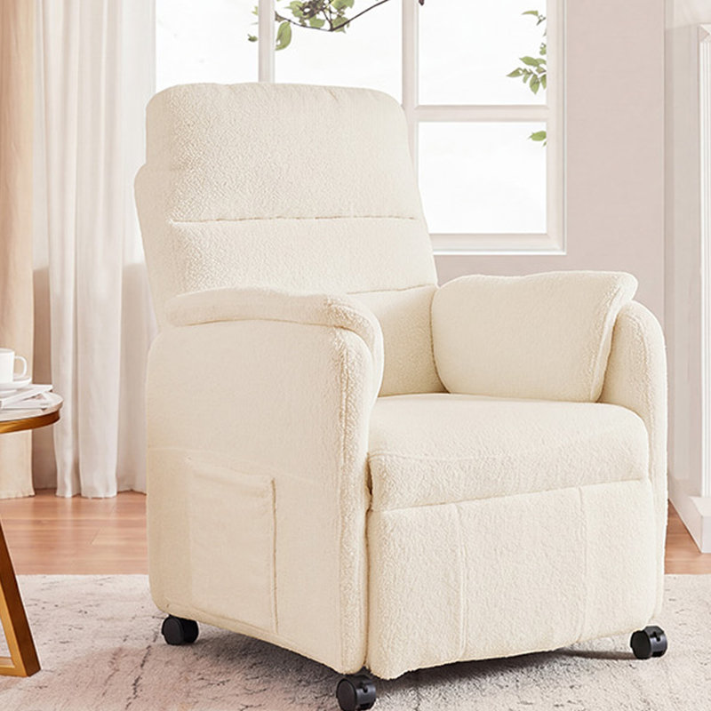 Fauteuil inclinable électrique moderne en tissu Teddy , Beige