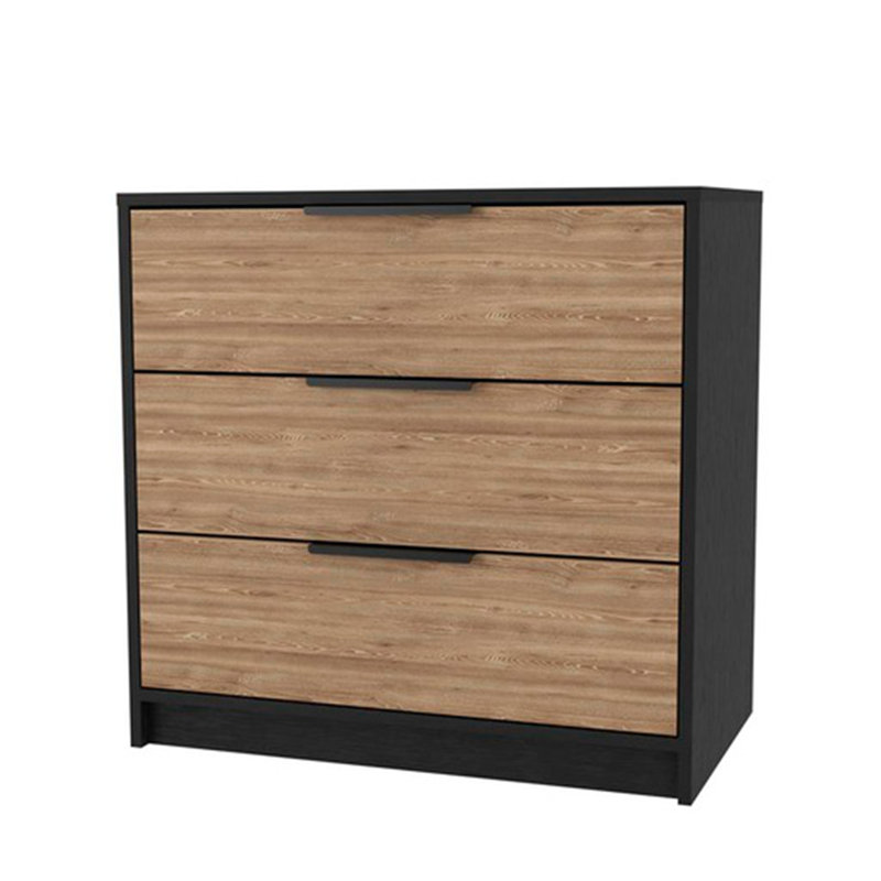Commode à trois tiroirs, Brun / Noir