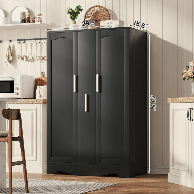 Jawarren 47" Kitchen Pantry, Black