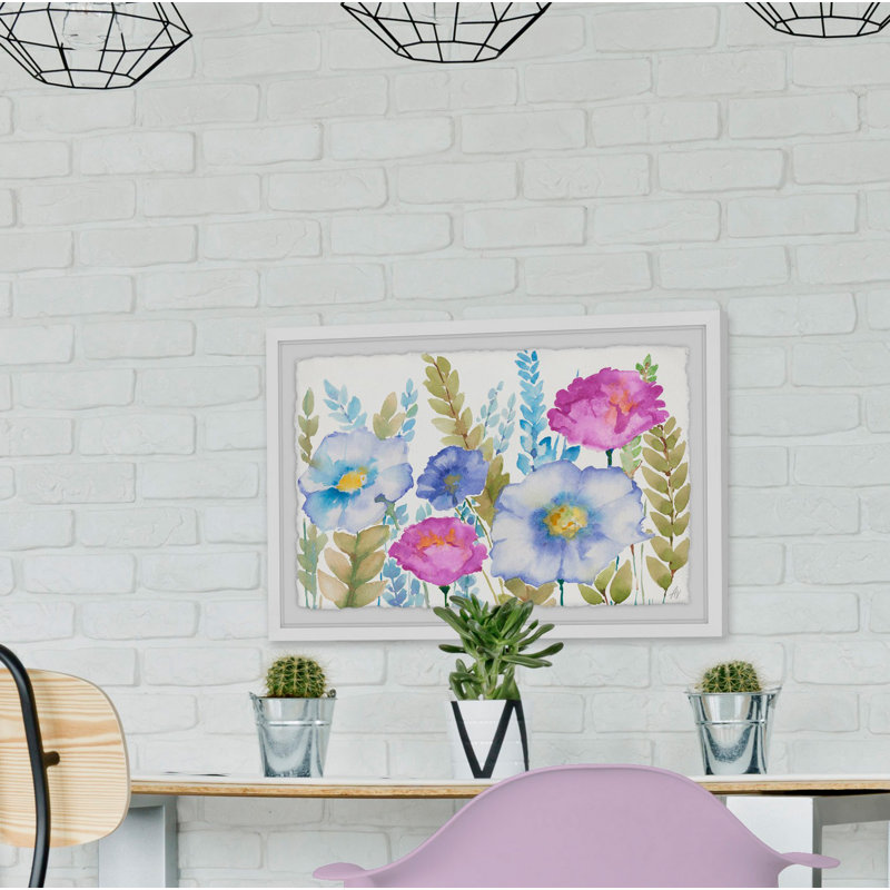 Bountiful Blooms by Marmont Hill - Single Picture Frame Painting, 61 cm H x 91 cm W x 4 cm D, White Framed with Deckled Edges