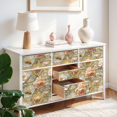 Papier auto-adhésif à motif floral nid d'abeille auto-adhésif et amovible 24 po x 118 po (60 x 300 cm)