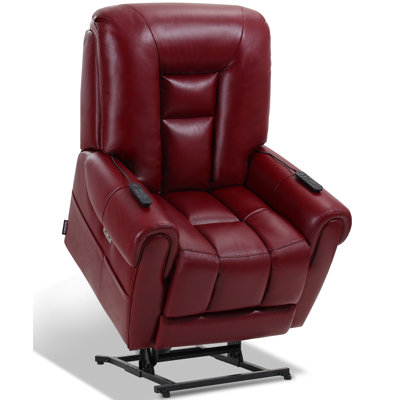  Four Motor Lay Flat Power Lift Recliner Chair for Elderly, 400lbs Electirc Lift Chair for Living Room, Independent Adjustable Lumbar Support & Headrest, Extended Footrest, Burgundy