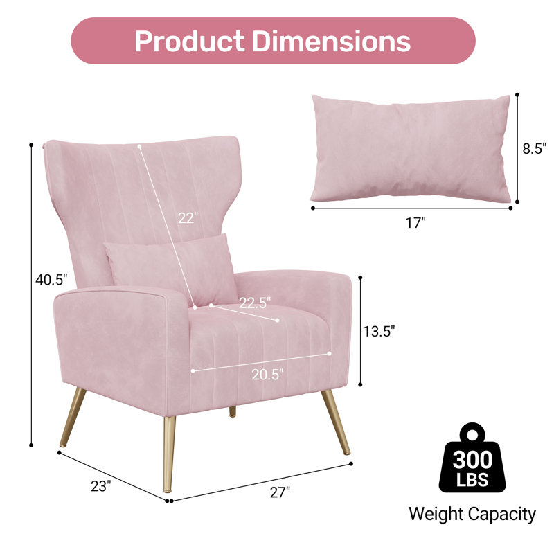 Velvet Accent Chair, Pink