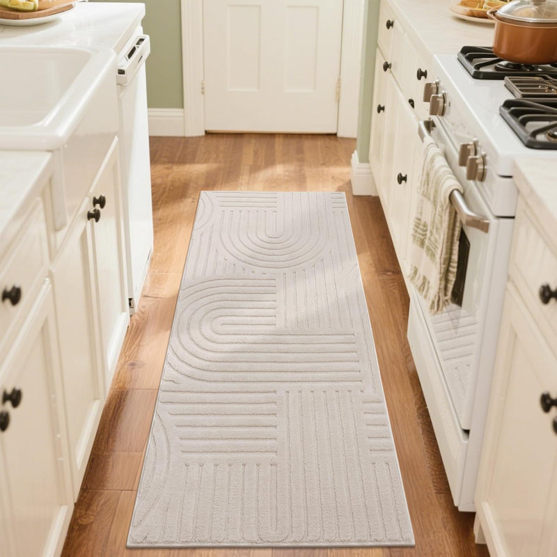 Tapis à poils longs doux et moelleux, Beige, Tapis de couloir 2 pi x 6 pi