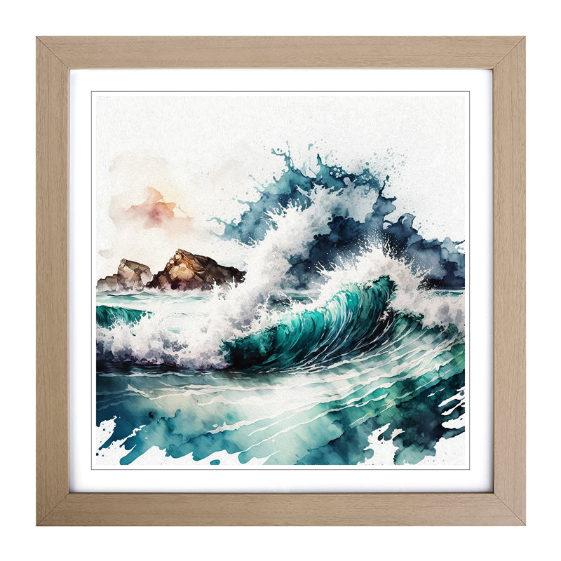 Ocean Watercolour No.1 - Framed Print, Oak