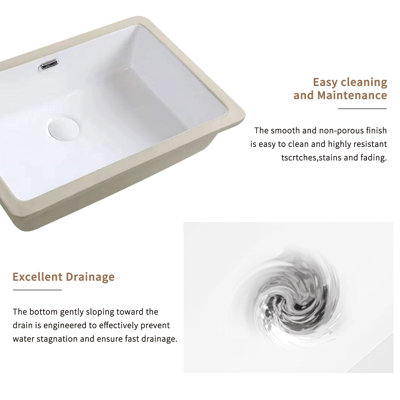 Rectangular Undermount Bathroom Sink -22 *15 Inch Vessel Sink,Undermount Bathroom Sink Rectangle, White Ceramic Lavatory Vanity Basin With Overflow