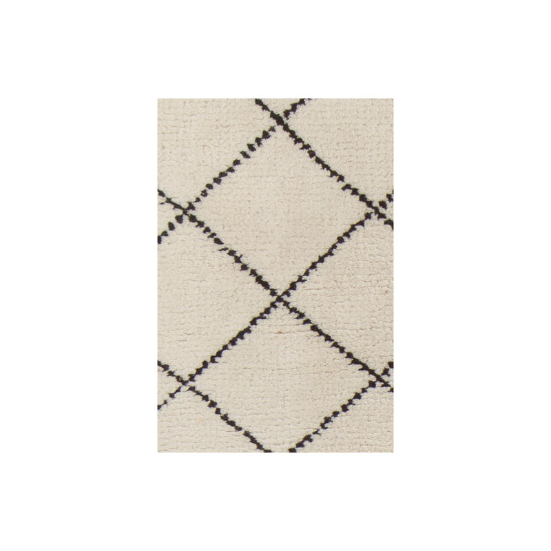 Gaia Wool Geometric Area Rug in Cream, Rectangle 5' x 7'6"