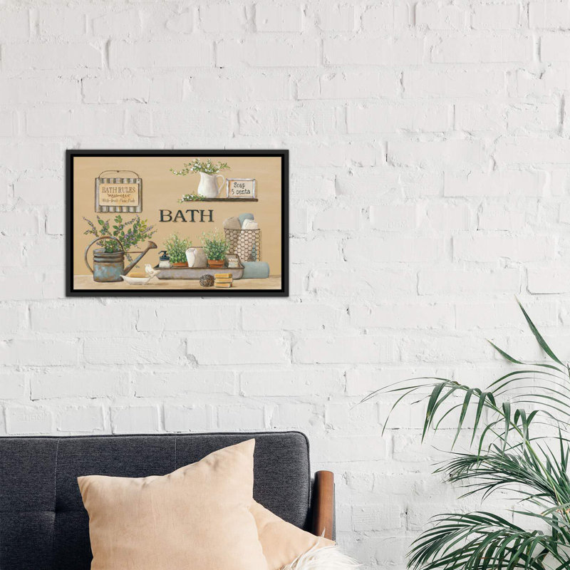« campagnee bain ii » par pam britton-impression sur image, Toile avec cadre noir, H 26 po x l 40 po x P 1,5 po