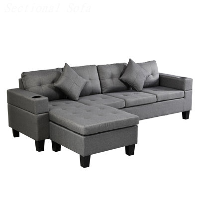 Upholstered L-Shaped Sectional Reversible