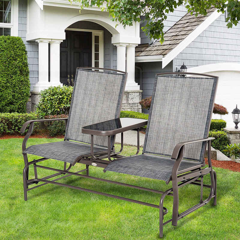 Outdoor Glider Bench With Centre Table