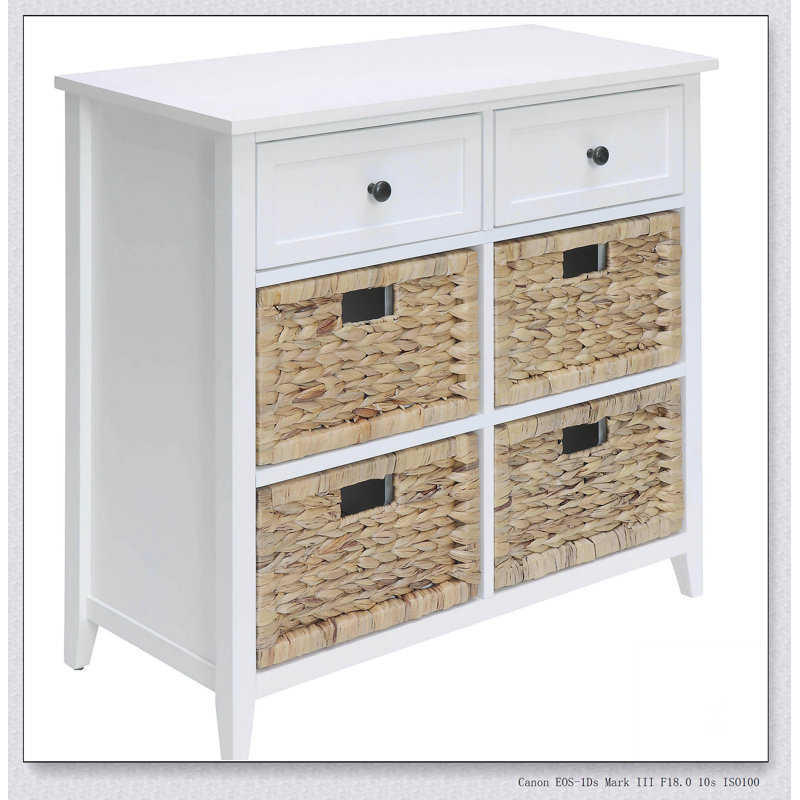 Console blanche à 6 tiroirs