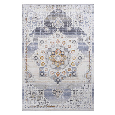 8X10 Cream/Gold Medallion Area Rug - Non-Shedding & Stain-. For Living, Bedroom, Dining, Office. Stylish, , Safe For Pets Rug. Stain , Elegant Home. Living Room, Dining Pet , Simple Maintenance Task