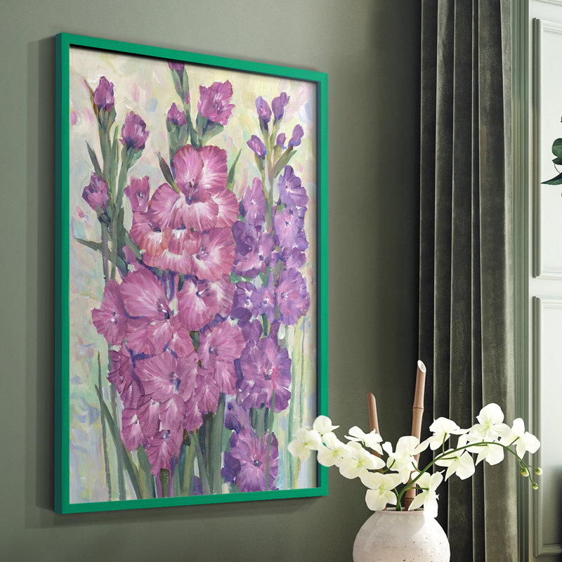 Gladiolas Blooming I, reproduction encadrée - bois massif, Vert, H 10 po x l 8 po