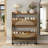 Country-Style Oak And Rattan Narrow Shoe Cabinet, 2 Flip-Top Drawers + Concealed Gold Handles, Metal Legs, Freestanding Design For The Entryway.