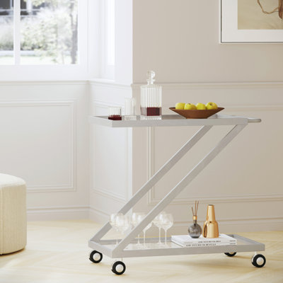 Chariot-bar, base en fer et verre trempé