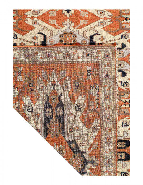 Tapis fin noué à la main style Kazak 7 pi 11 po x 10 pi 1 po