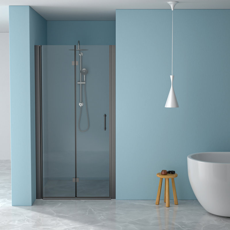 Porte de douche pliante sans cadre avec verre trempé l 34 po x H 72 po