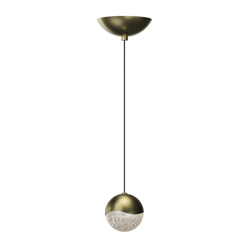 Grapes 1 - Light LED Single Pendant, 3.25" H x 3.25" W x 3.25" D, Clear, Brass