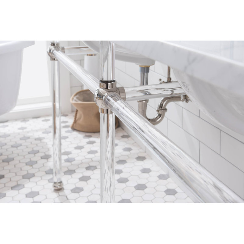 Empire Stone Oval Console Bathroom Sink with Faucet and Overflow, Polished Nickel